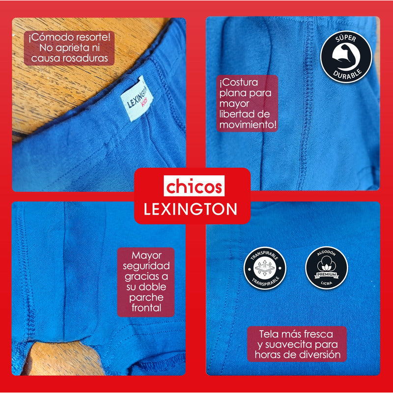 6 Pack Bóxer Niño Lexington Algodón Premium Ajuste Perfecto