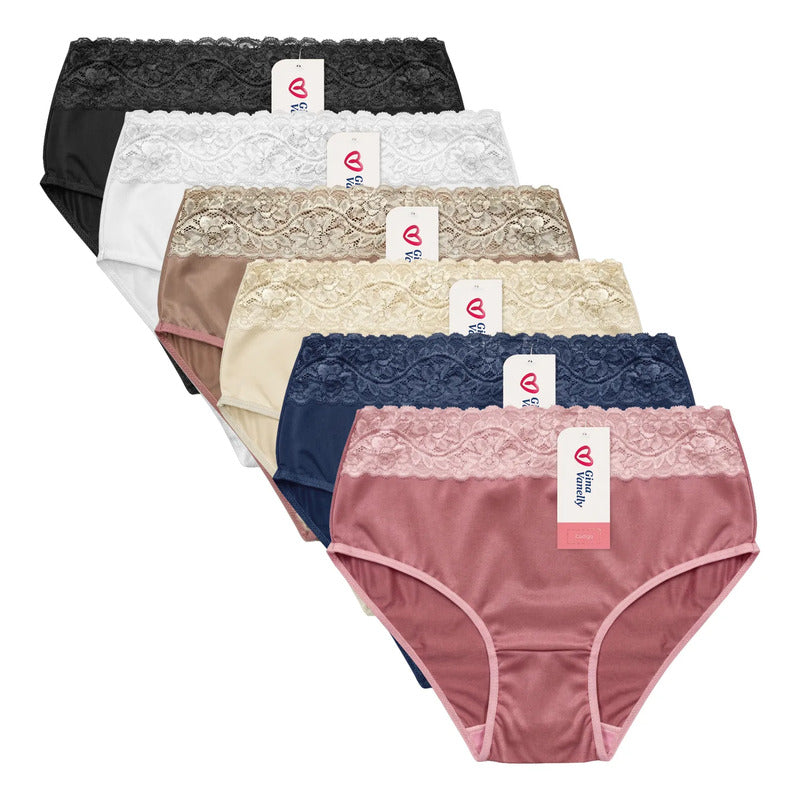 6 Pack Pantaleta Gina Vanelly Montreal Control Abdomen Licra