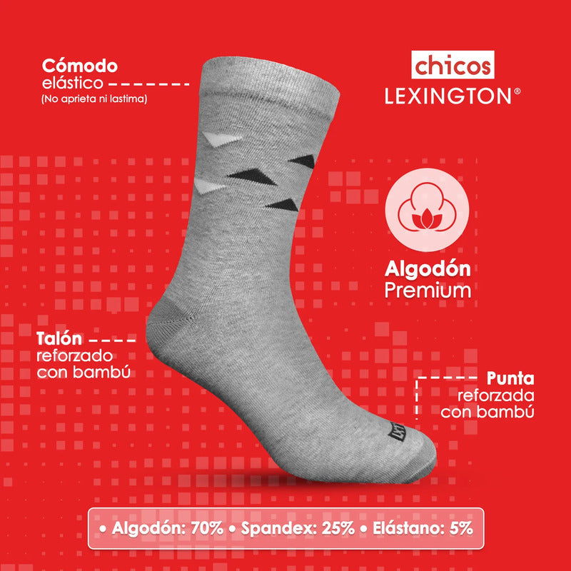 6pack Calcetines Niño Lexington Vestir Algodón Licra Premium