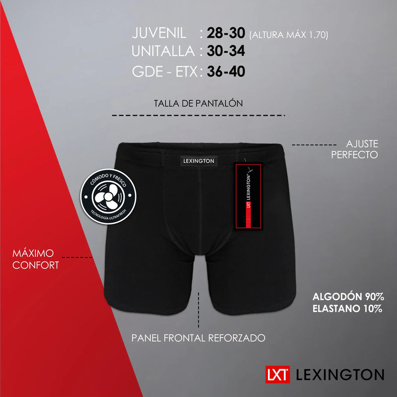 6 Pack Bóxer Hombre Lexington Algodón Premium Ajuste Perfect