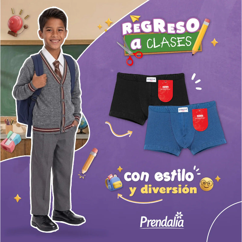 6 Pack Bóxer Niño Lexington Algodón Premium Ajuste Perfecto