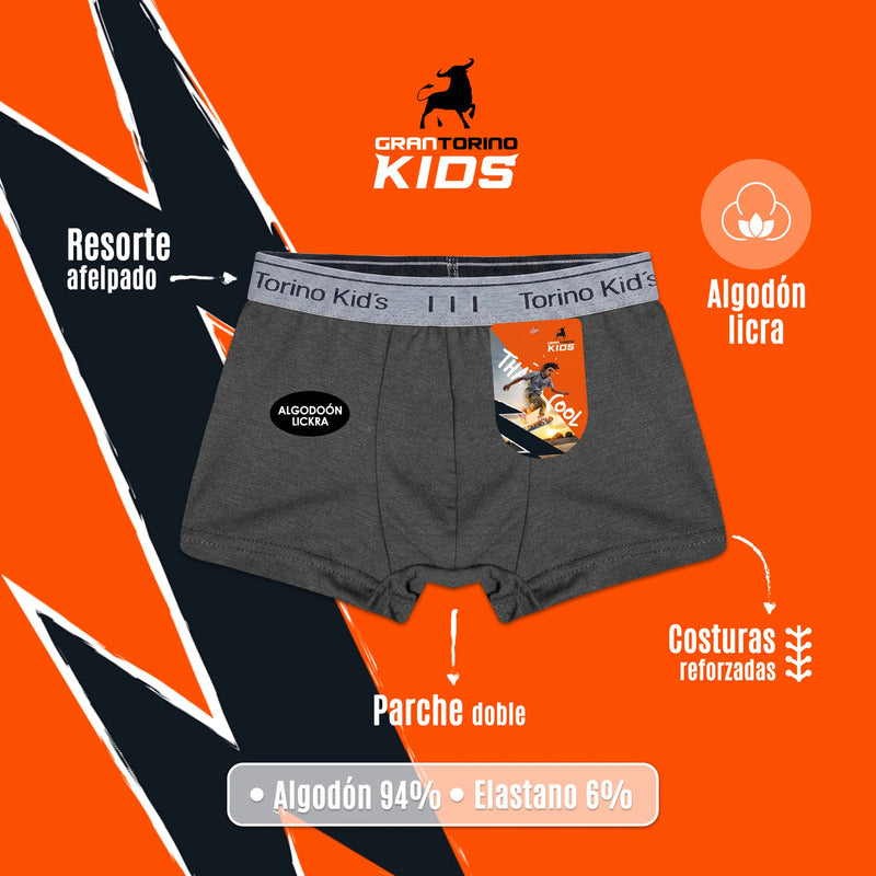 6 Pack Bóxer Niño Gran Torino Algodón Super Durables