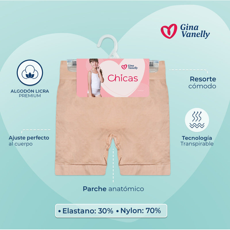 3 Pack Short Licra Niña Gina Vanelly Microfibra Premium