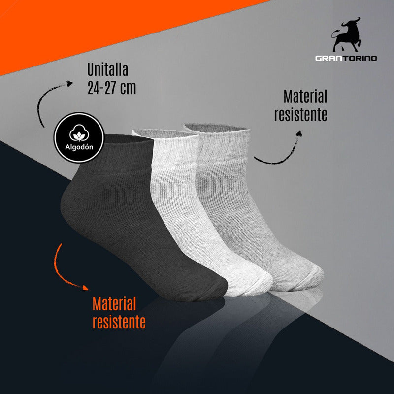 12 Pares Tines Deportivos Gran Torino Algodón Super Durables