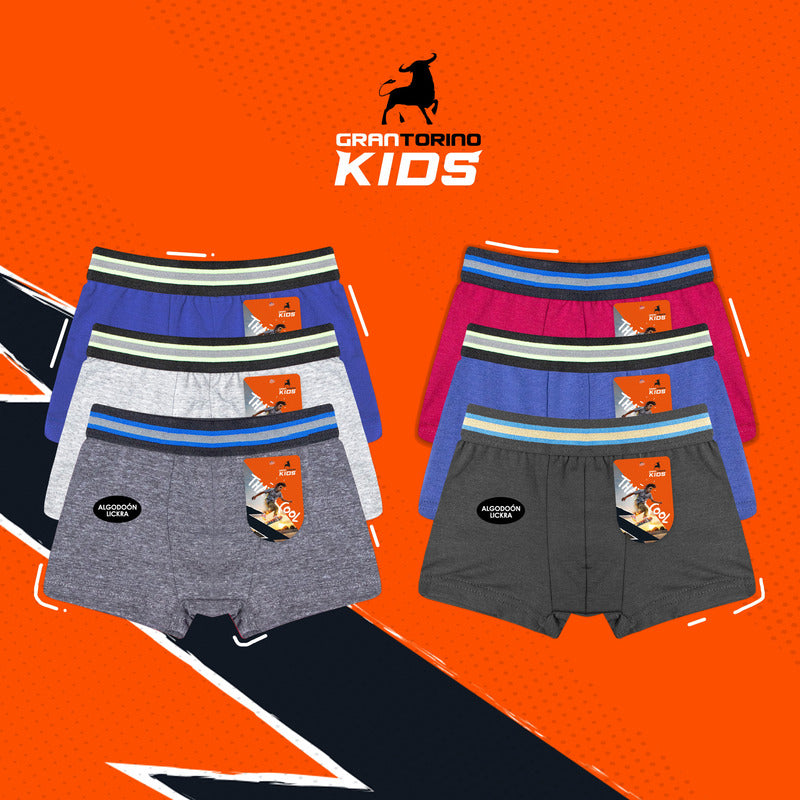 6 Pack Bóxer Niño Gran Torino Algodón Super Durables