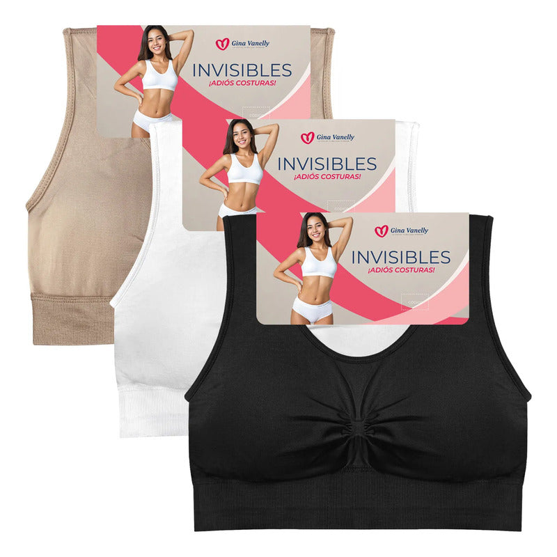3 Pack Top Bra Deportivo Microfibra Premium Sin Costuras