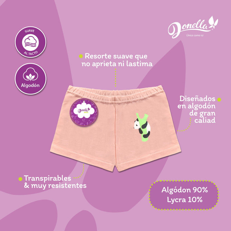 6 Pack Bóxer Niña Donella Algodón Coquetos Cómodos Durables