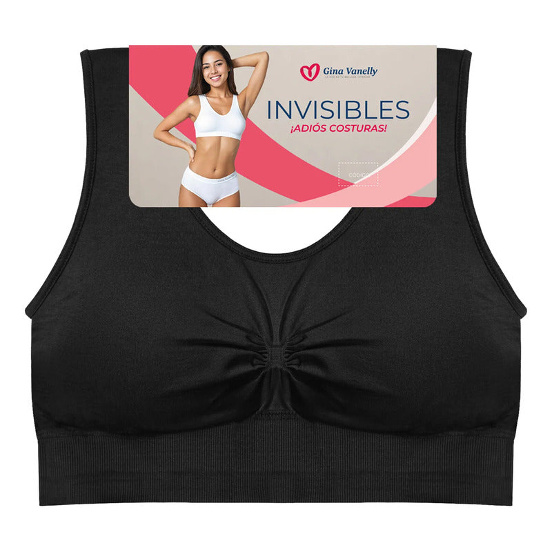 Top Bra Deportivo Microfibra Premium Sin Costuras Negro Unitalla