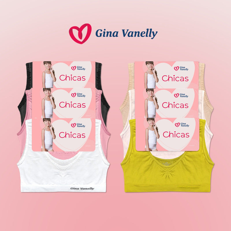6 Pack Top Corpiño Gina Vanelly Niña Microfibra Premium