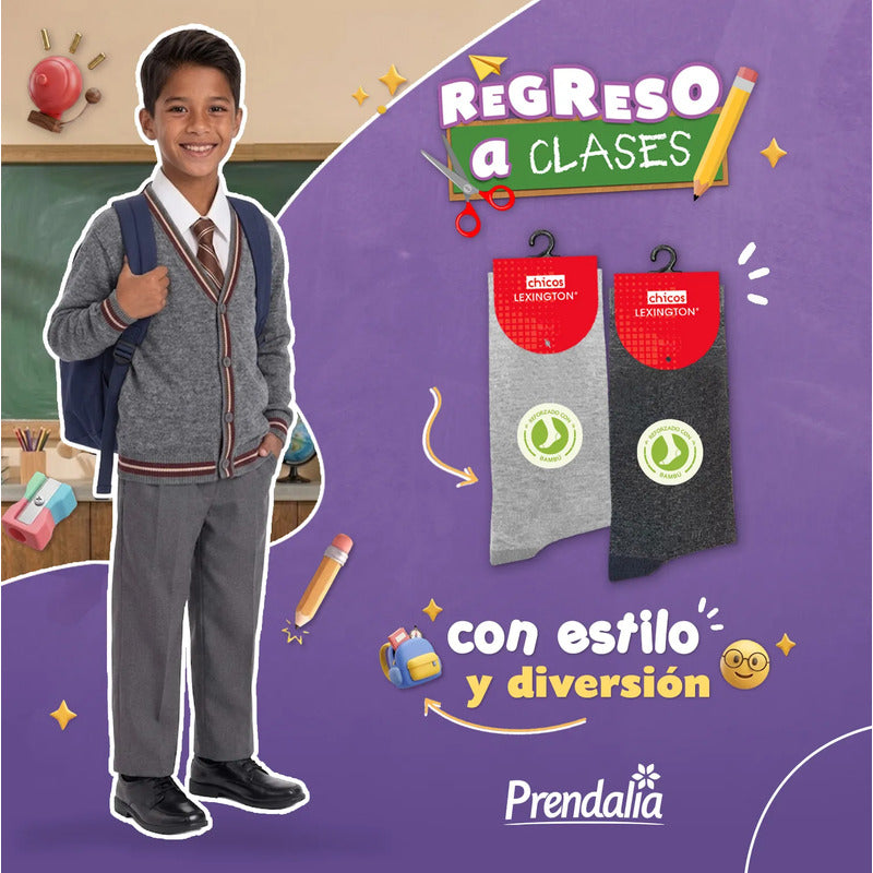 6pack Calcetines Niño Lexington Vestir Algodón Licra Premium