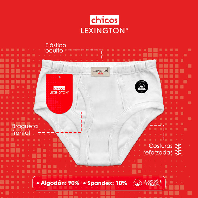 6 Pack Trusa Calzón Lexington Niño Algodón Premium