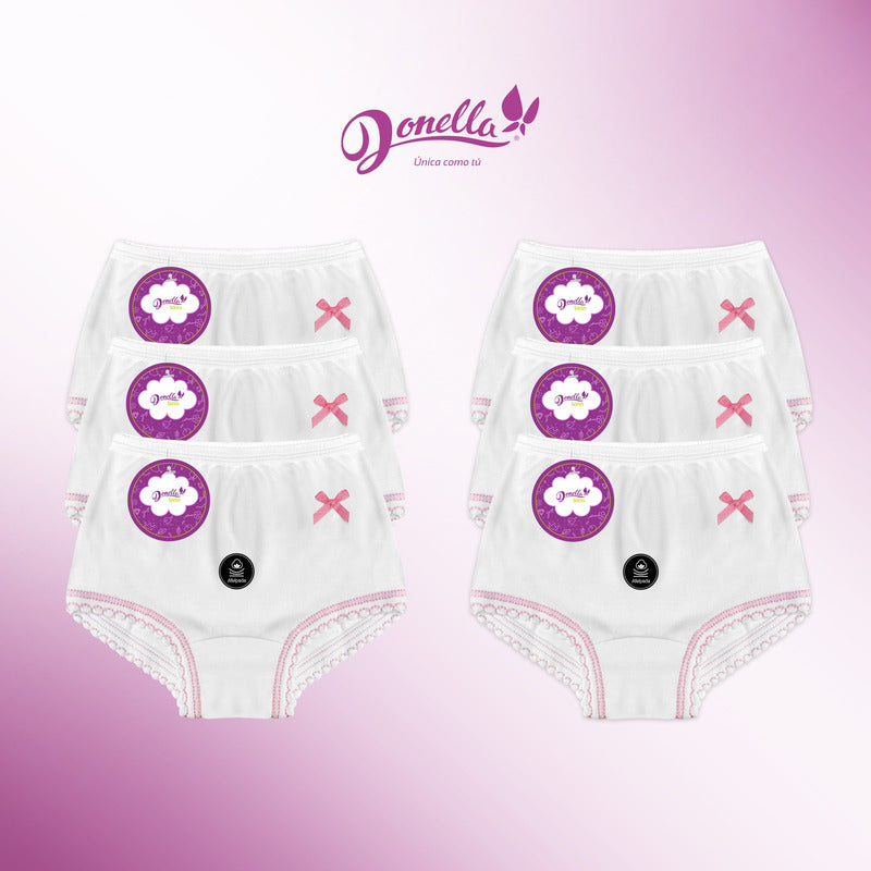 6 Pack Pantaleta Niña Donella Algodón Afelpado Durables