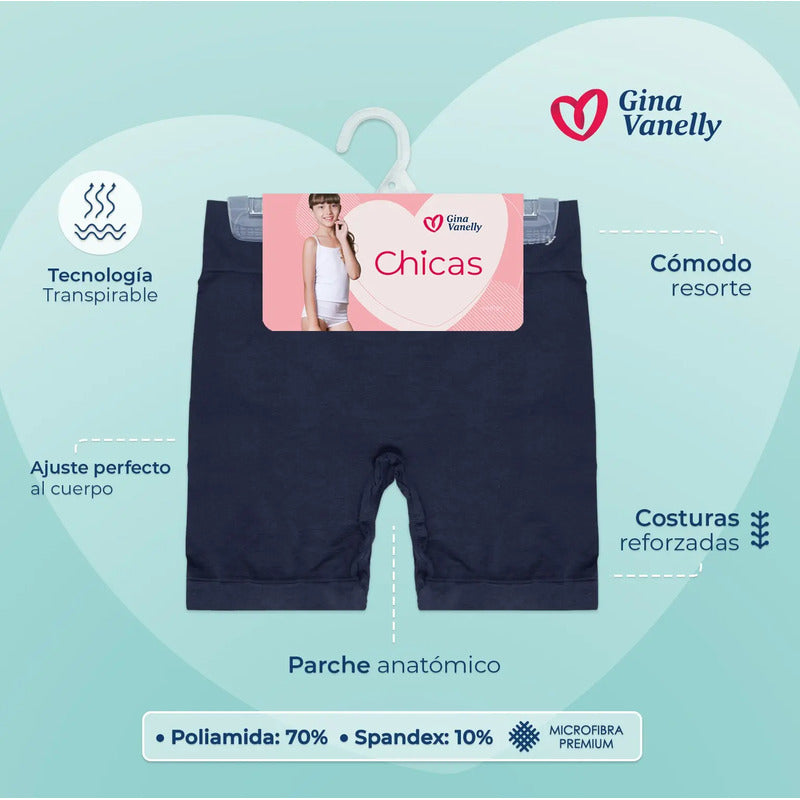 3 Pack Short Licra Niña Gina Vanelly Microfibra Premium