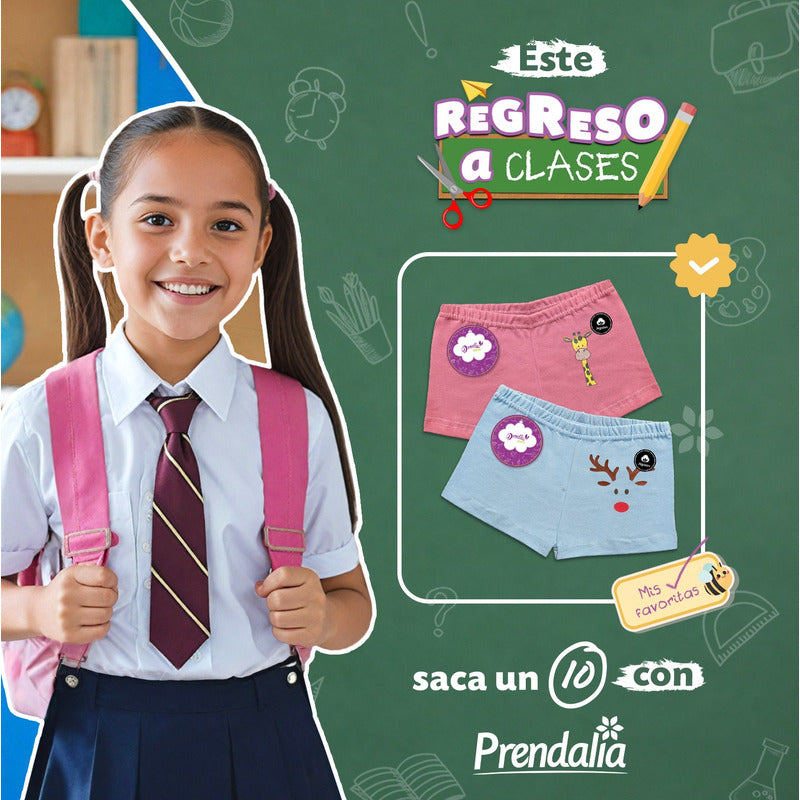 6 Pack Bóxer Niña Donella Algodón Coquetos Cómodos Durables