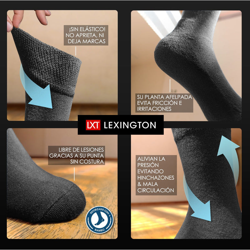 6 Pack Calcetines Para Diabéticos Lexington Algodón Premium