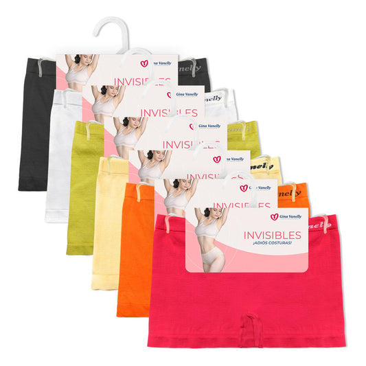 6 Pack Bóxer Mujer Gina Vanelly Microfibra Premium Seamless