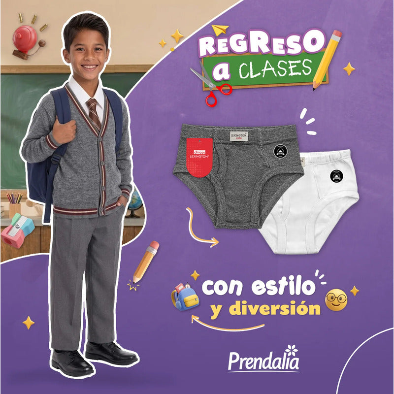 6 Pack Trusa Calzón Lexington Niño Algodón Premium