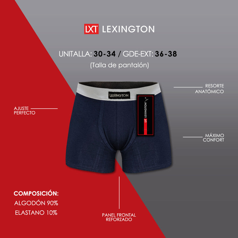 6 Pack Bóxer Lexington Algodón Premium Resorte Afelpado
