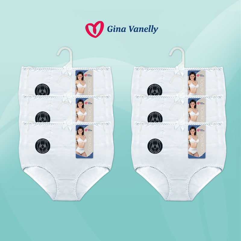 6 Pack Pantaleta Gina Vanelly Control Abdomen Algodón-licra