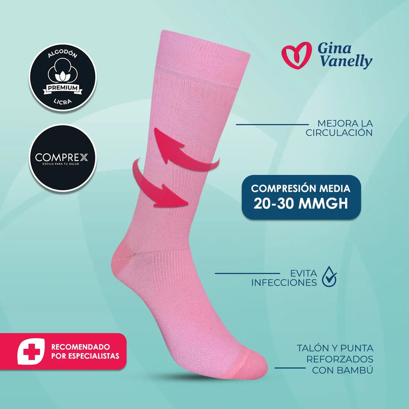 6 Pack Calcetín Compresión Gina Vanelly Varices Circulación