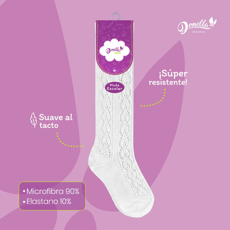 6 Pack Calceta Escolar Donella Microfibra Super Resistente