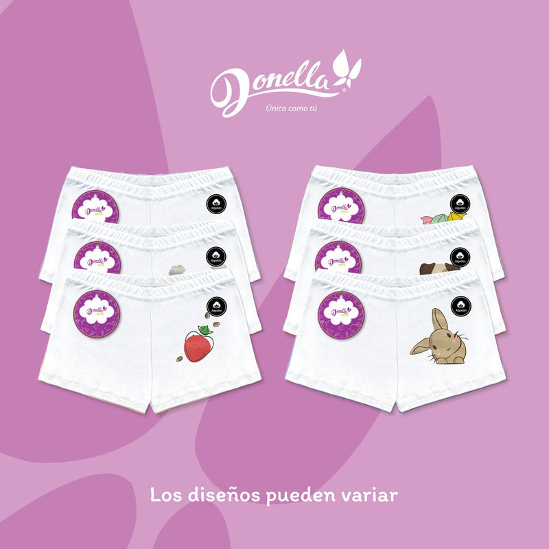 6 Pack Bóxer Niña Donella Algodón Coquetos Cómodos Durables
