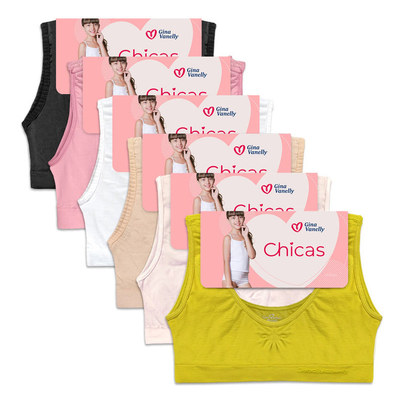 6 Pack Top Corpiño Gina Vanelly Niña Microfibra Premium