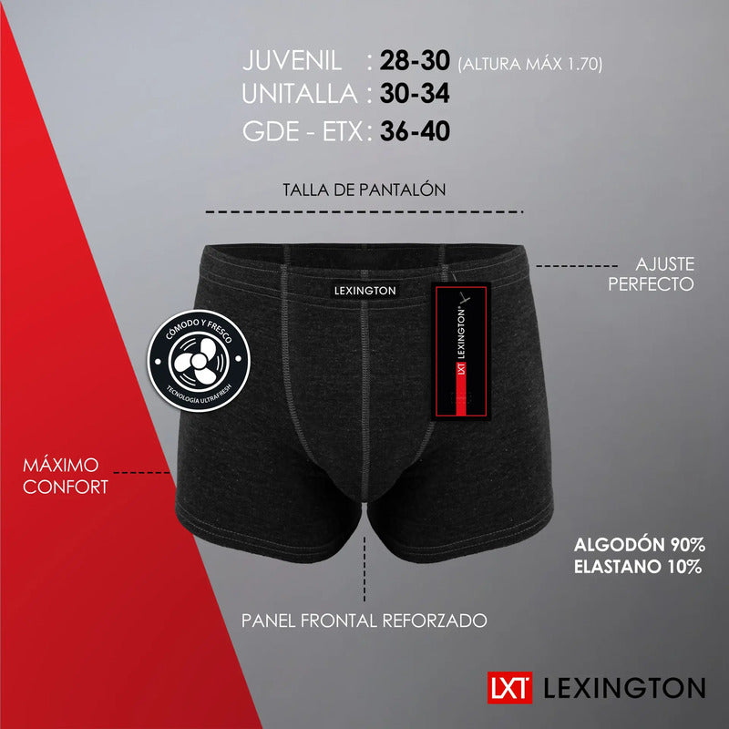 3 Pack Bóxer Hombre Lexington Algodón Premium Ajuste Perfect
