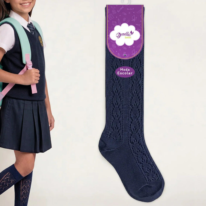 12 Pack Calceta Escolar Donella Calada Súper Durable