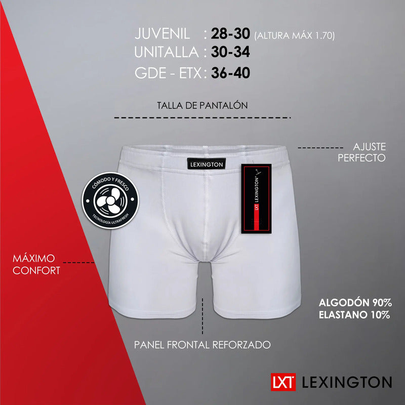 3 Pack Bóxer Hombre Lexington Algodón Premium Ajuste Perfect