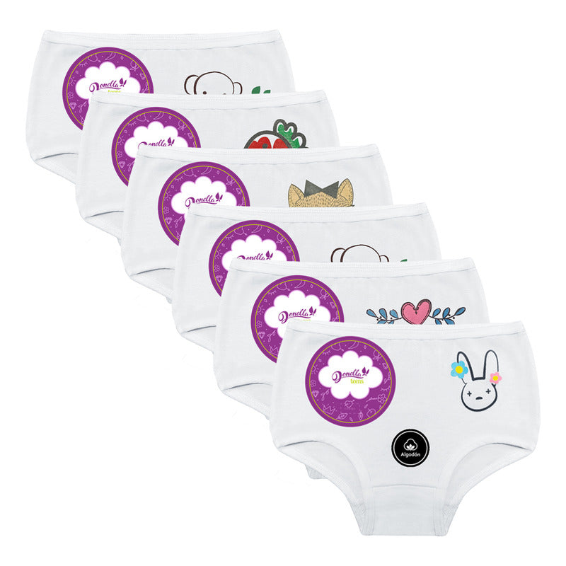 12 Pack Pantaleta Niña Donella Algodón Coquetas Durables