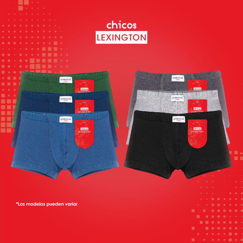 6 Pack Bóxer Niño Lexington Algodón Premium Ajuste Perfecto
