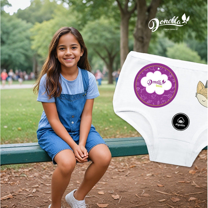12 Pack Pantaleta Niña Donella Algodón Coquetas Durables