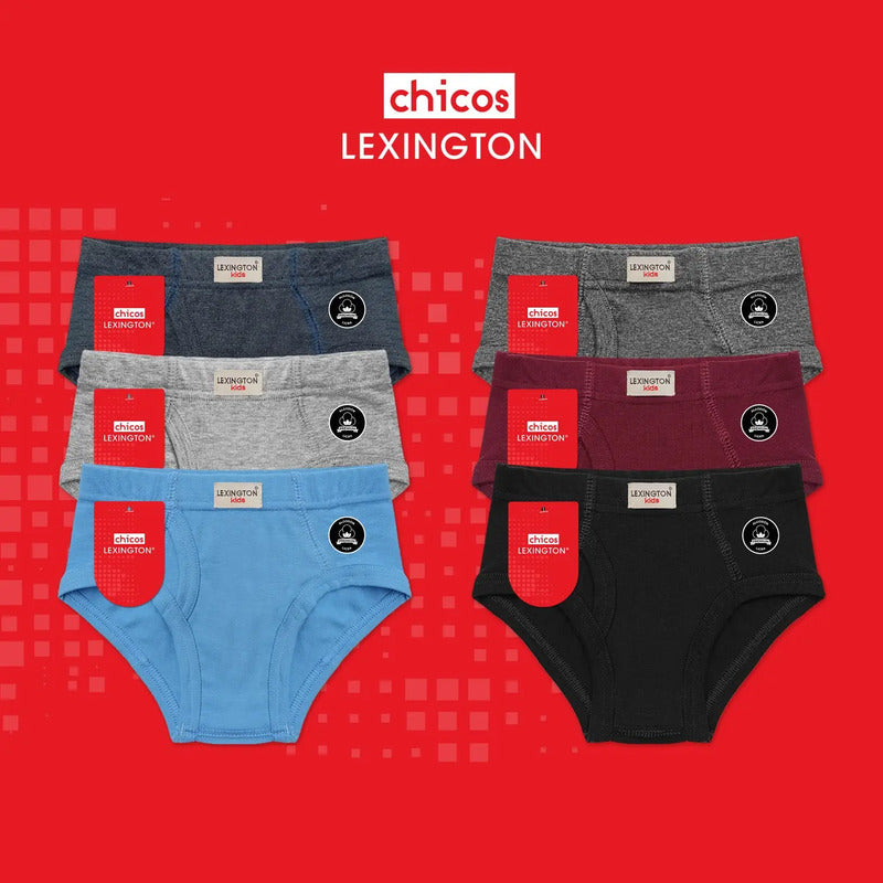 6 Pack Trusa Calzón Lexington Niño Algodón Premium