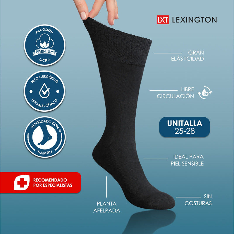 6 Pack Calcetines Para Diabéticos Lexington Algodón Premium