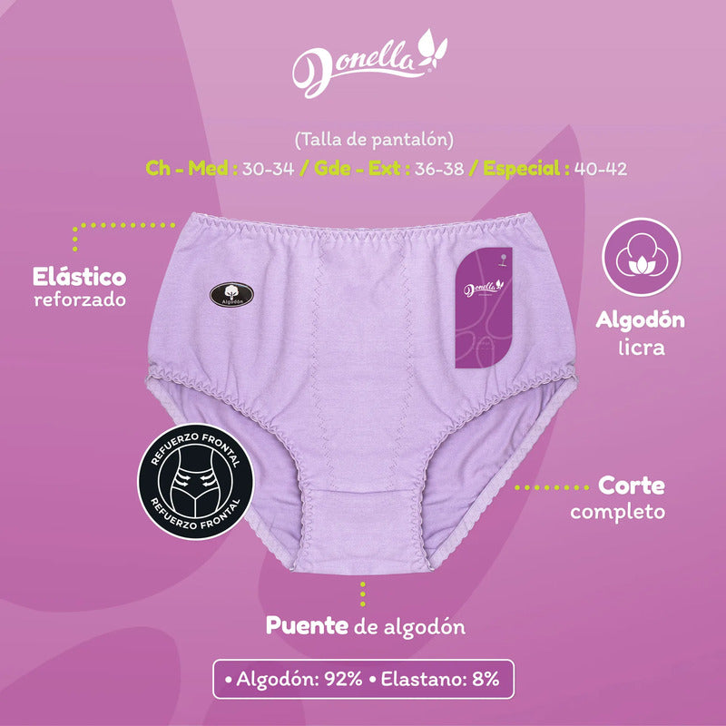 12 Pack Pantaleta Completa Algodón - Licra Con Refuerzo