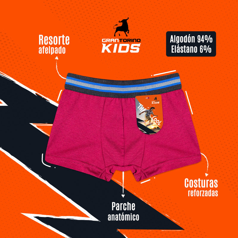 6 Pack Bóxer Niño Gran Torino Algodón Super Durables