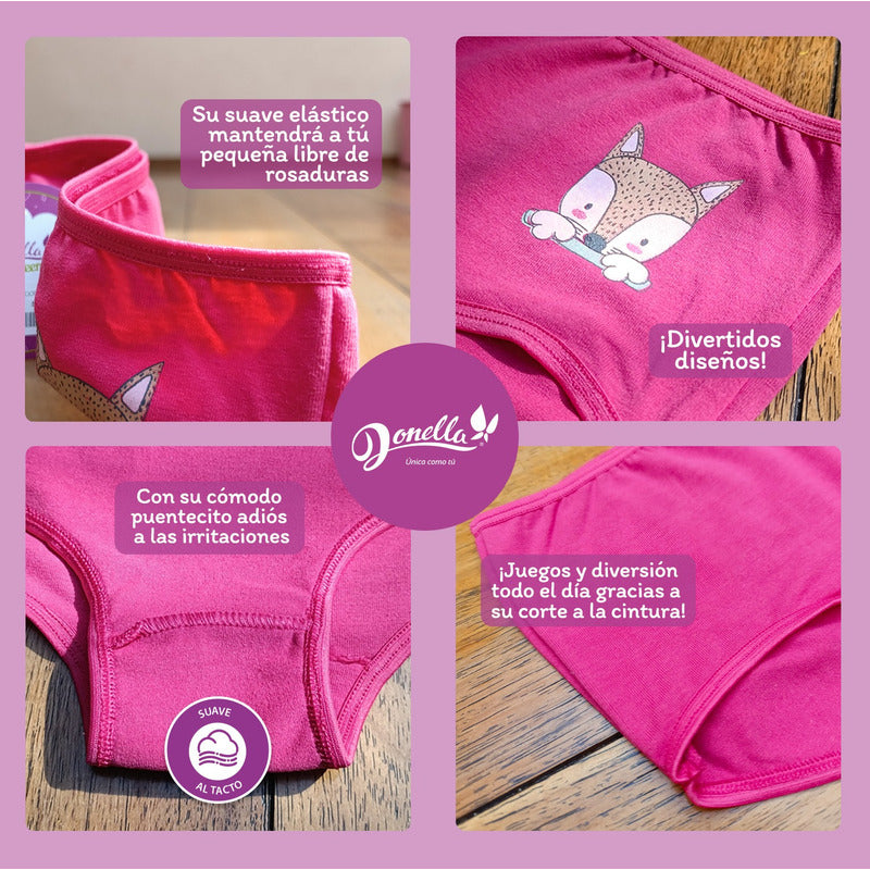 12 Pack Pantaleta Niña Donella Algodón Coquetas Durables