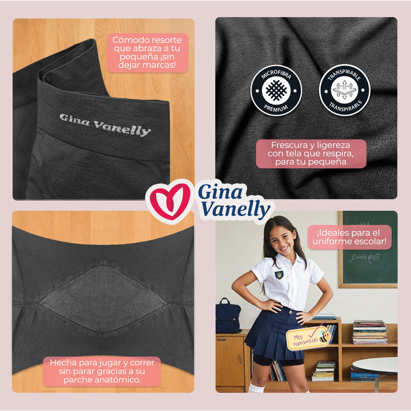 3 Pack Short Licra Niña Gina Vanelly Microfibra Premium