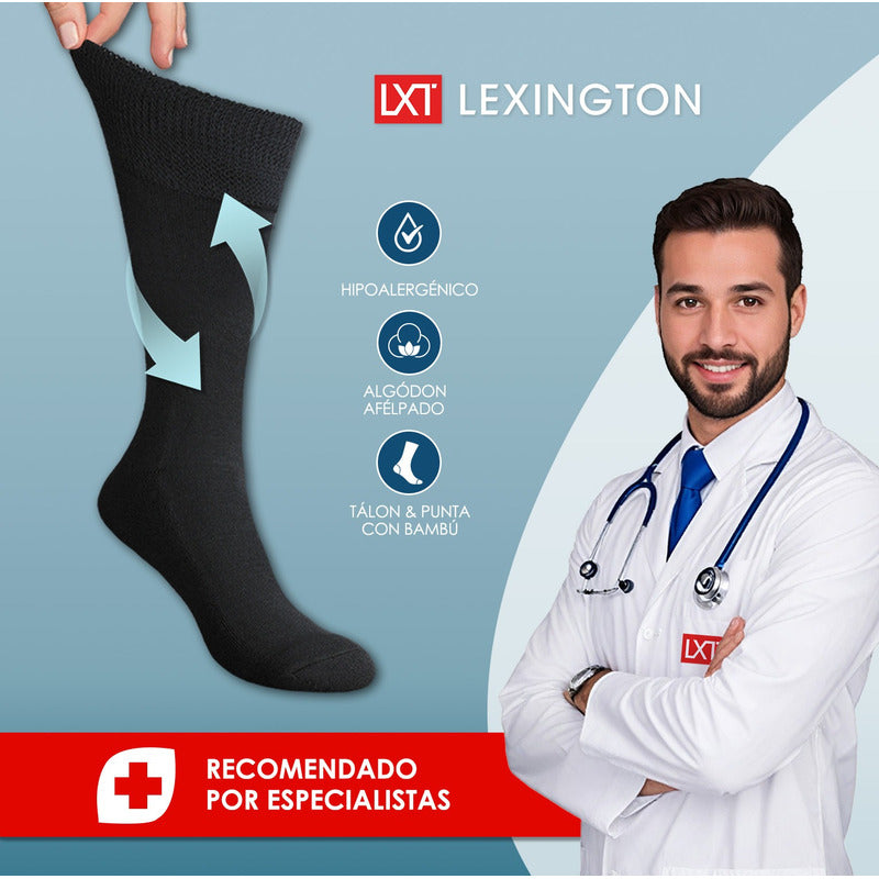 12 Pack Calcetines Para Diabéticos Lexington Algodón Premium