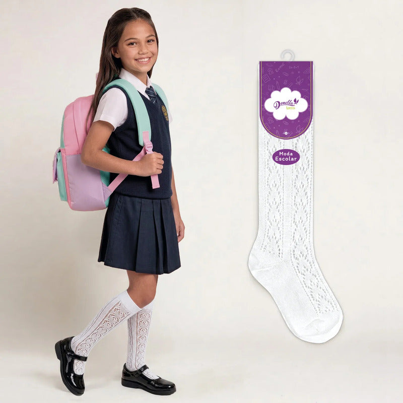 6 Pack Calceta Escolar Donella Calada Súper Durable