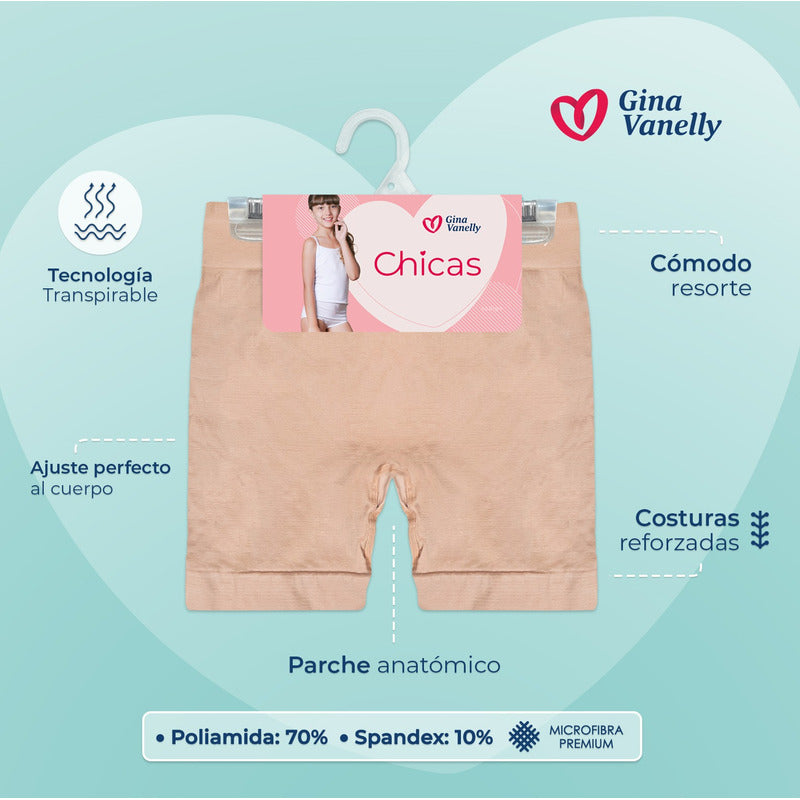 3 Pack Short Licra Niña Gina Vanelly Microfibra Premium