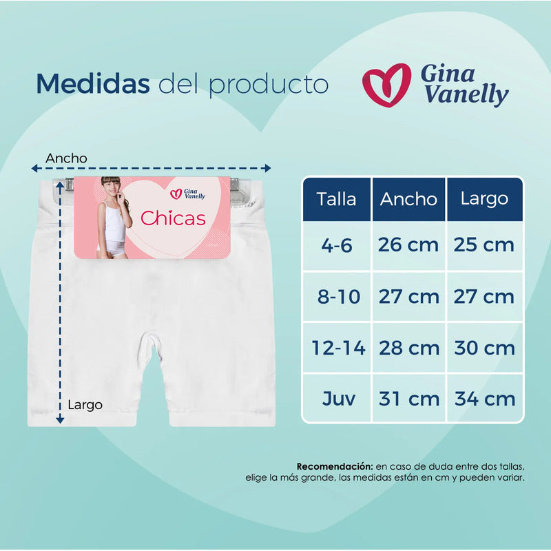 3 Pack Short Licra Niña Gina Vanelly Microfibra Premium