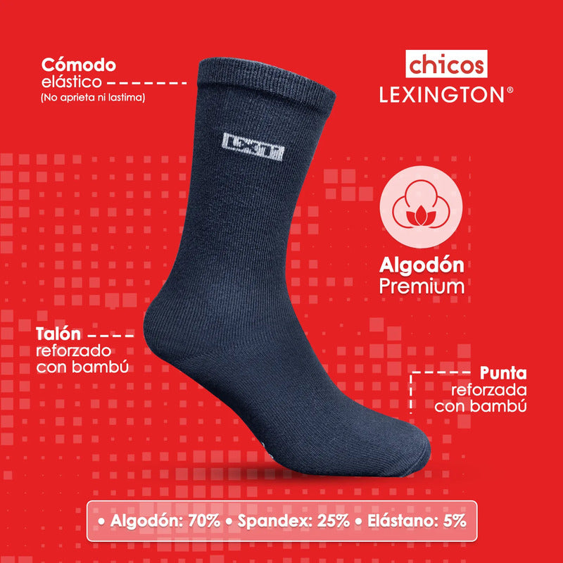 6pack Calcetines Niño Lexington Vestir Algodón Licra Premium