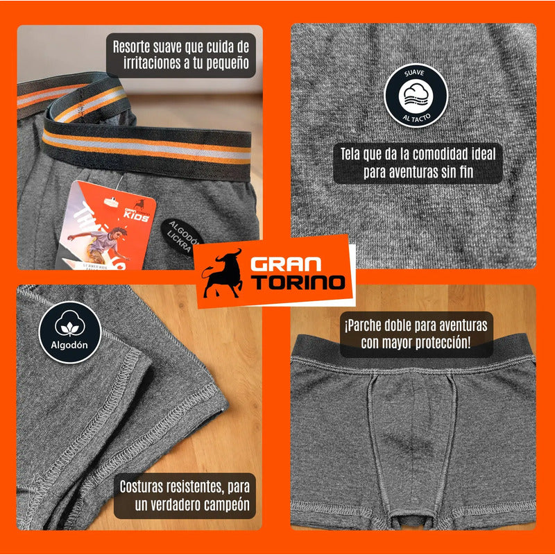 6 Pack Bóxer Niño Gran Torino Algodón Super Durables