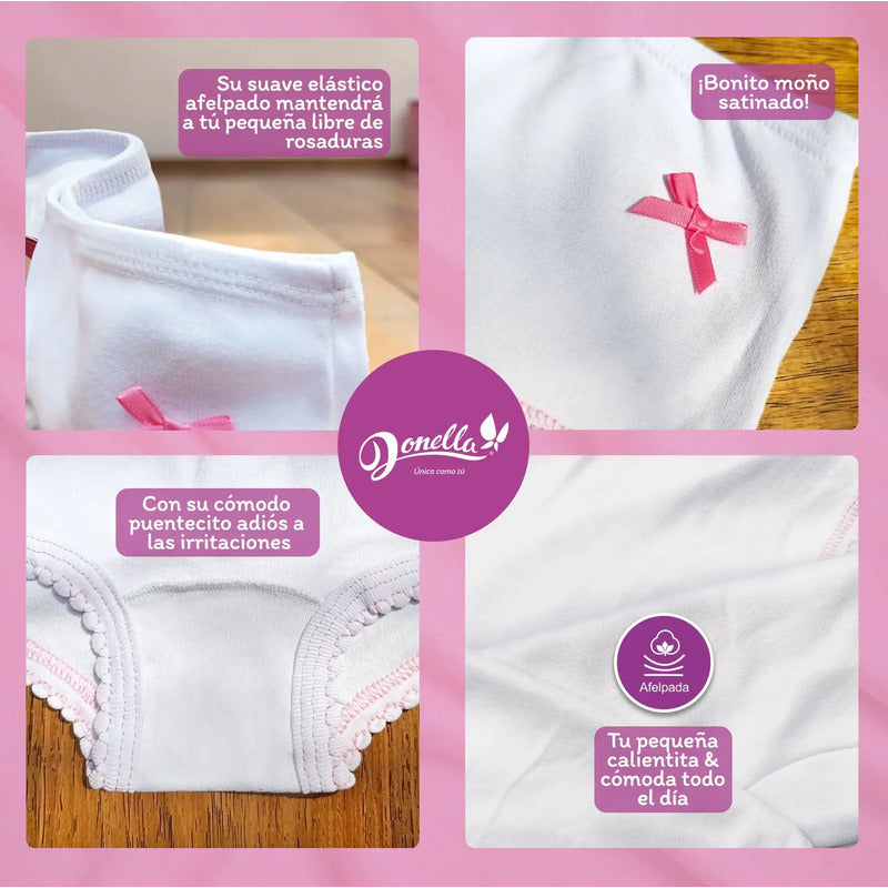 6 Pack Pantaleta Niña Donella Algodón Afelpado Durables