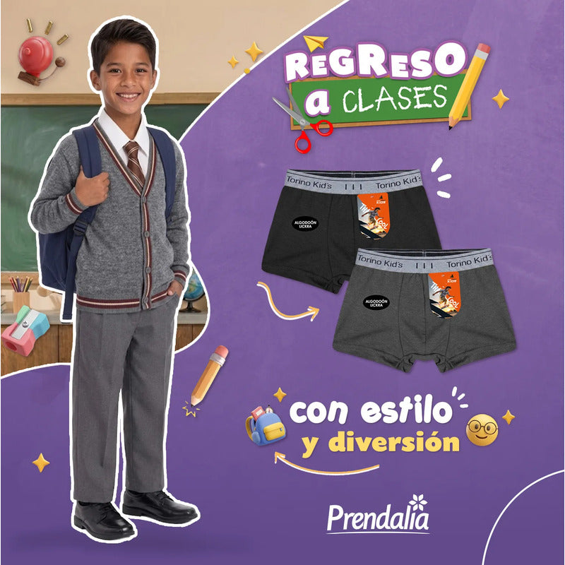 12 Pack Bóxer Niño Gran Torino Algodón Super Durables