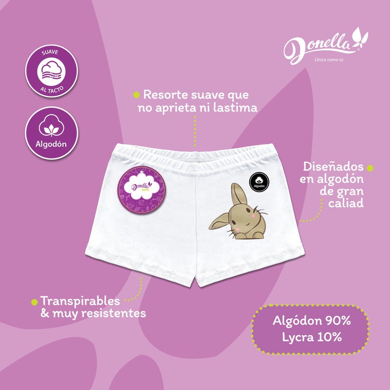 6 Pack Bóxer Niña Donella Algodón Coquetos Cómodos Durables