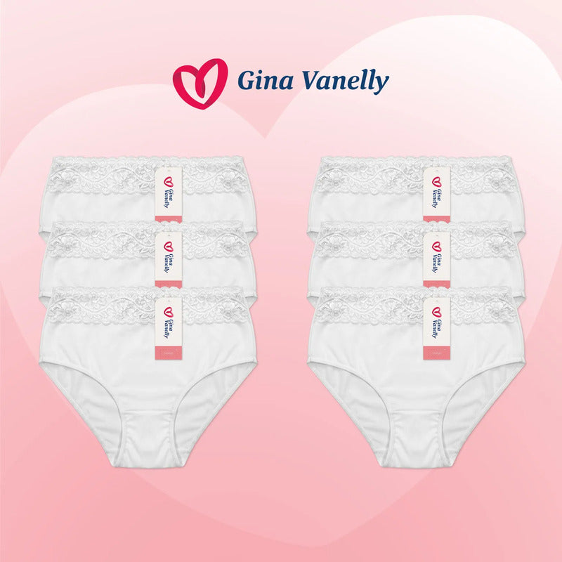 6 Pack Pantaleta Gina Vanelly Montreal Control Abdomen Licra Blanco Gde-ext