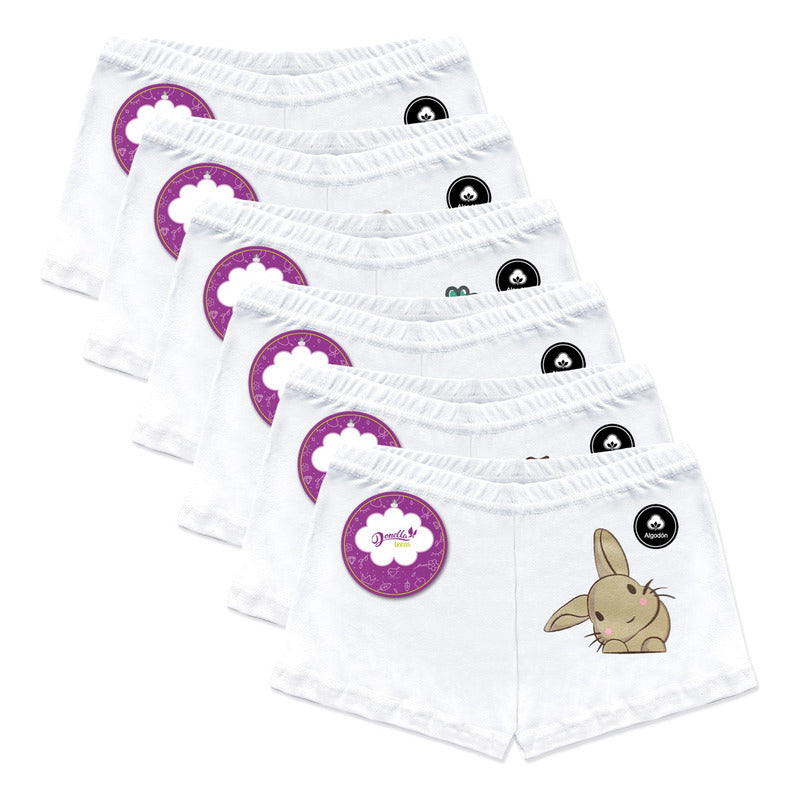 6 Pack Bóxer Niña Donella Algodón Coquetos Cómodos Durables